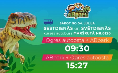 Bus timetable from Ogre to ABpark in the 2020 season