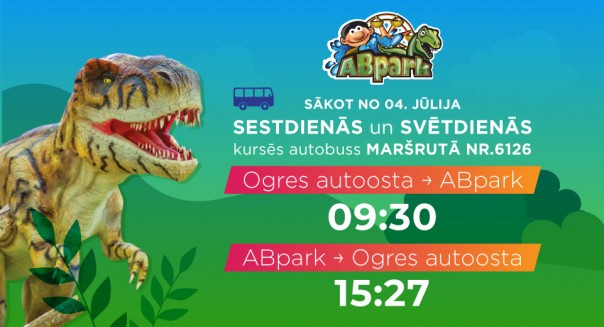 Bus timetable from Ogre to ABpark in the 2020 season