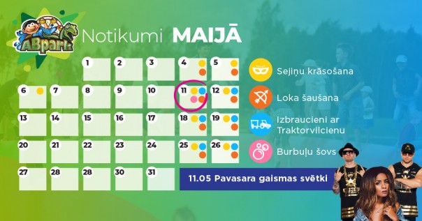 Jaunās atrakcijas un papildus notikumi maija mēnesī