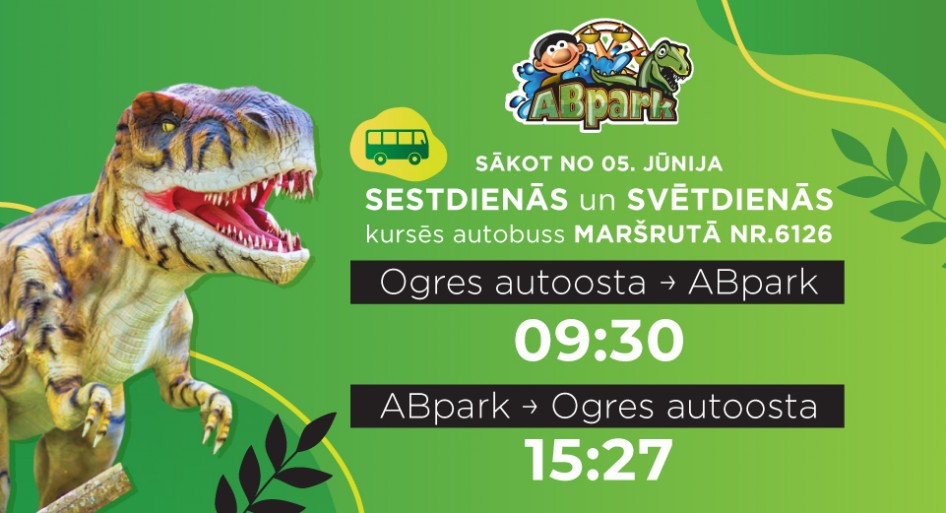 Bus timetable from Ogre to ABpark in the 2021 season