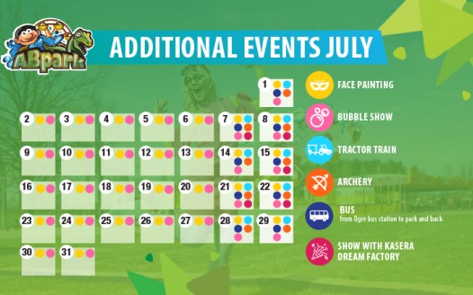 ABpark Planned Events and Bus Timetable in July