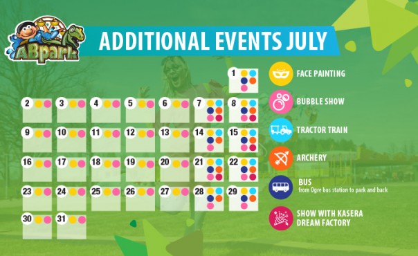 ABpark Planned Events and Bus Timetable in July