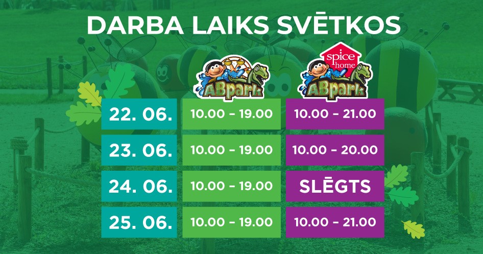Avārijas brigādes parka un ABpark Spice Home darba laiks svētkos