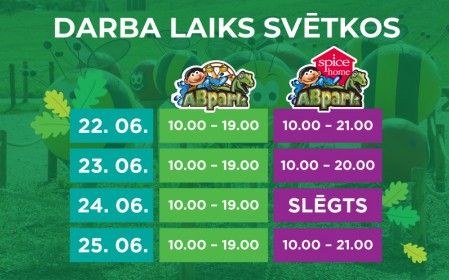 Avārijas brigādes parka un ABpark Spice Home darba laiks svētkos