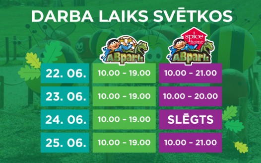 Avārijas brigādes parka un ABpark Spice Home darba laiks svētkos