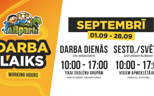 ABpark darba laiks 2025. gada septembrī un skolēnu ekskursijas