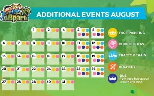 ABpark Planned Events and Bus Timetable in August 2018