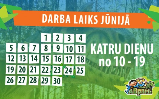 ABpark darba laiks un autobusu kursēšanas grafiks jūnija mēnesī.