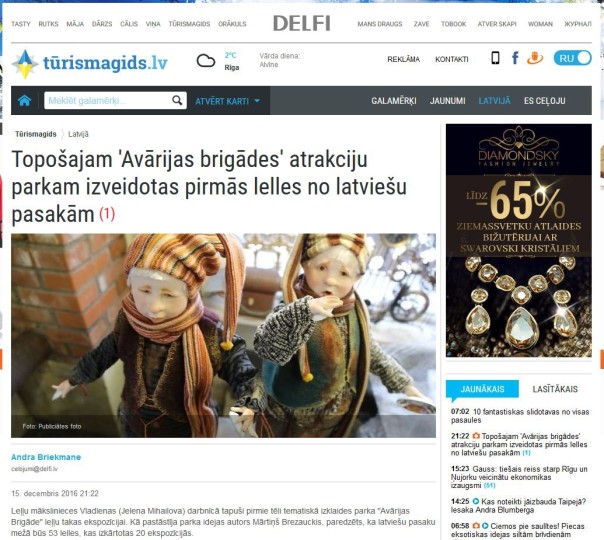 Delfi.lv- Tūrismagids ABparkam izveidotas pirmās lelles no latviešu pasakām