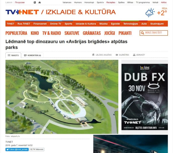 TVnet - Lēdmanē top dinozauru un «Avārijas Brigādes» atpūtas parks